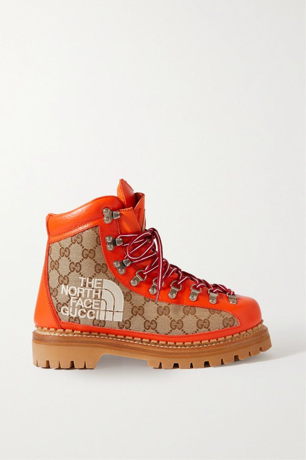 + The North Face logo-embroidered canvas-jacquard and leather ankle boots