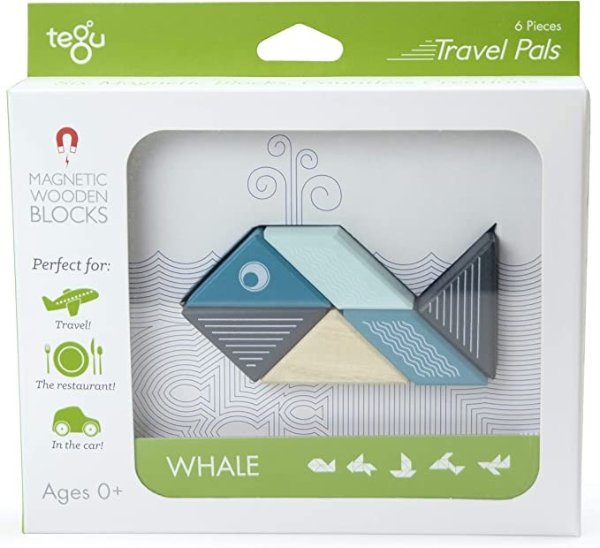 6 Piece Tegu Travel Pal Magnetic Wooden Block Set, Whale