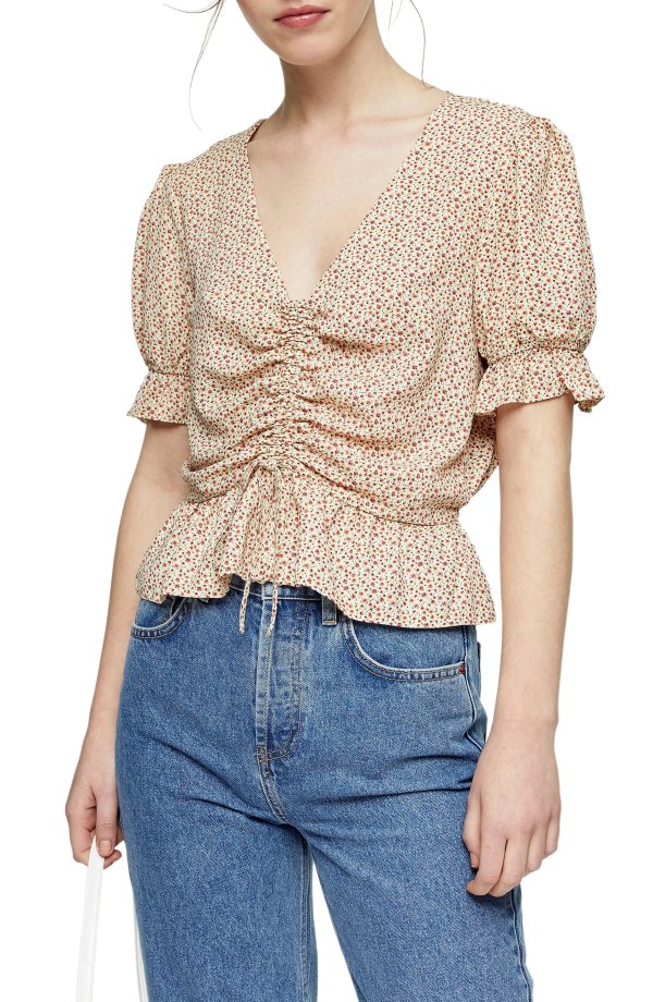 Margot Ditsy Print Ruched Top