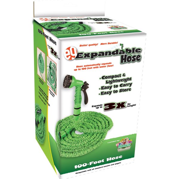EMSCO Lightweight Expandable 100' Garden Hose w/ Spray Nozzle