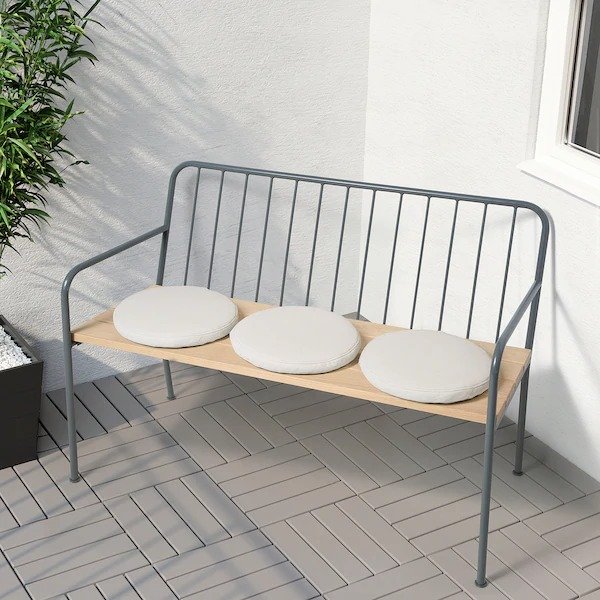 PRASTHOLM Bench with backrest, outdoor, gray - IKEA