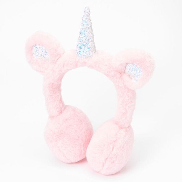 Furry Unicorn Ear Muffs - Pink