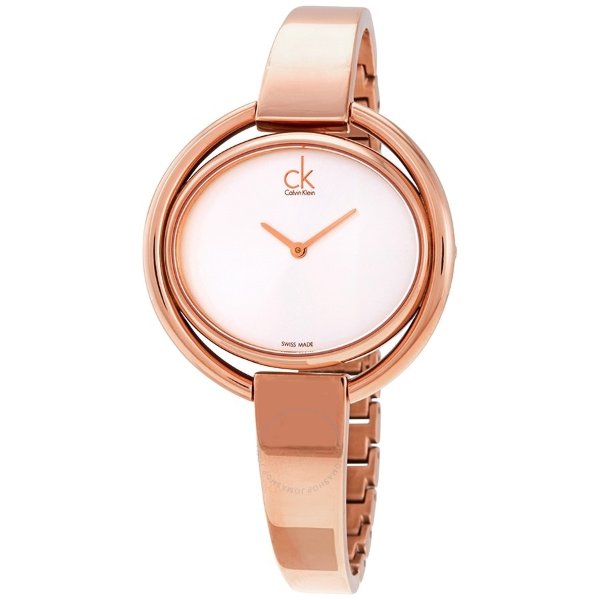 Impetuous Silver Dial Ladies Rose Gold-tone Bangle Watch K4F2N616