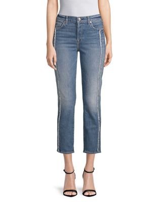 Edie Frayed Seam Cropped Jeans