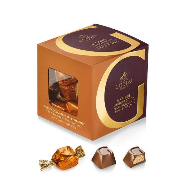 Milk Chocolate Maple Walnut G Cube Truffle Box, 22 pc