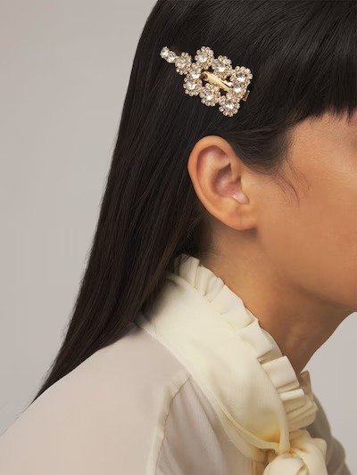 Flower hair clip w/ crystal details