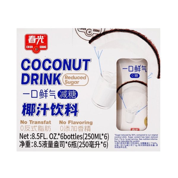 CHUN GUANG Reduced Sugar Coconut Juice Beverage,8.5 fl oz * 6 boxes