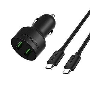 Tronsmart 4.8A 2-Port Rapid Car Charger with Quick Charge 2.0 Technology (Includes two 3.3ft 20awg USB Cables)