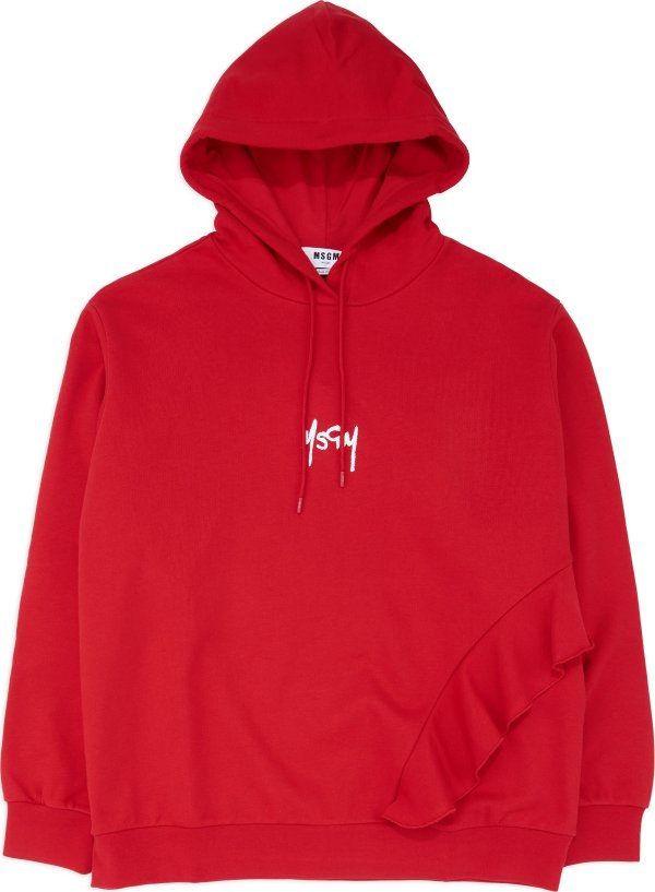 - Ruffles Embroidered Micro Logo Hoodie - Red