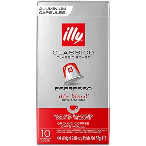 Espresso Single Serve Coffee Compatible Capsules, 100% Arabica Bean Signature Italian Blend, Classico Medium Roast, 10 Count