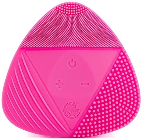 Silicone Sonic Facial Cleansing Brush - Best Beauty Massager for Normal, Sensitive, Combination Skin - Deep Cleaning Exfoliating Face Scrubber, Waterproof & Rechargeable Cleanser Tool (Pink)