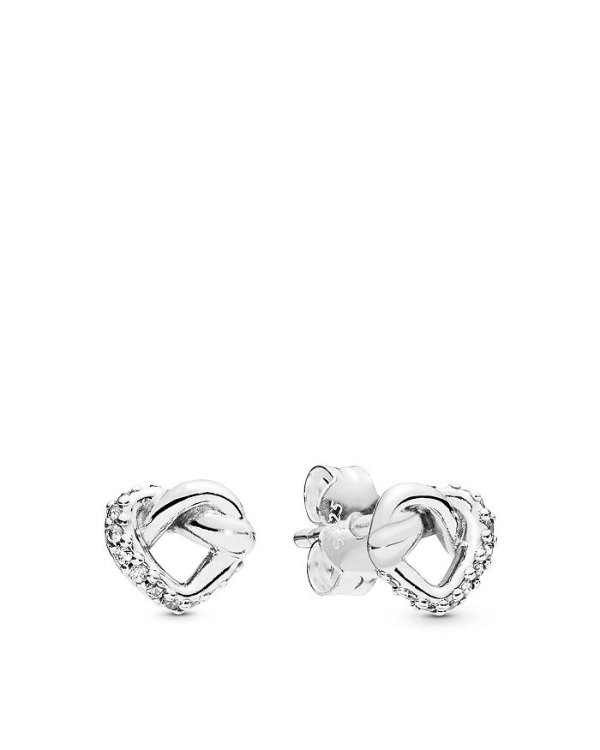 Sterling Silver Knotted Heart Stud Earrings