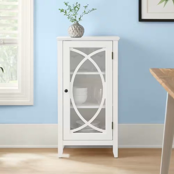 Brisa Bright White Accent Cabinet with Single Elliptical Door