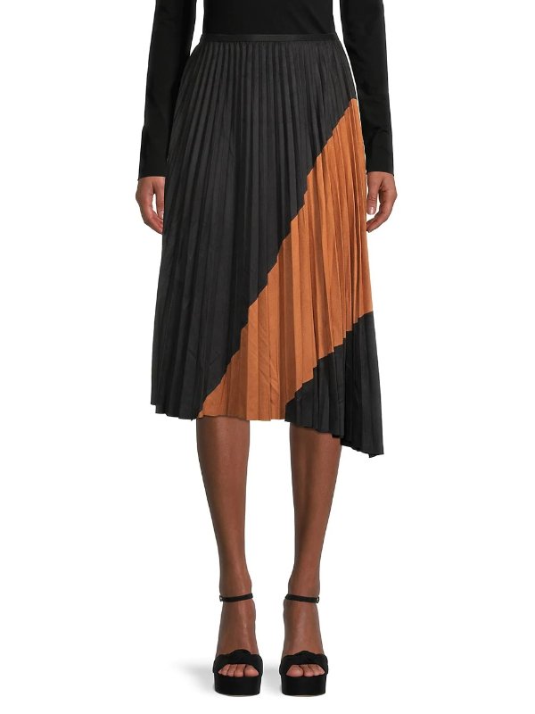 Colorblock Pleated Skirt
