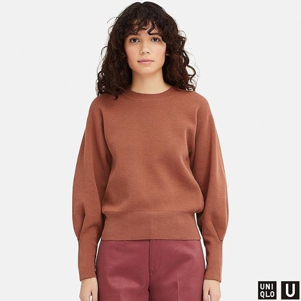 WOMEN U MILANO RIBBED RELAXED CREW NECK SWEATER