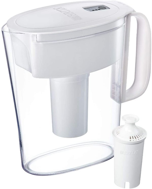 Water Pitcher with 1 Filter, BPA Free, 5 Cup, White