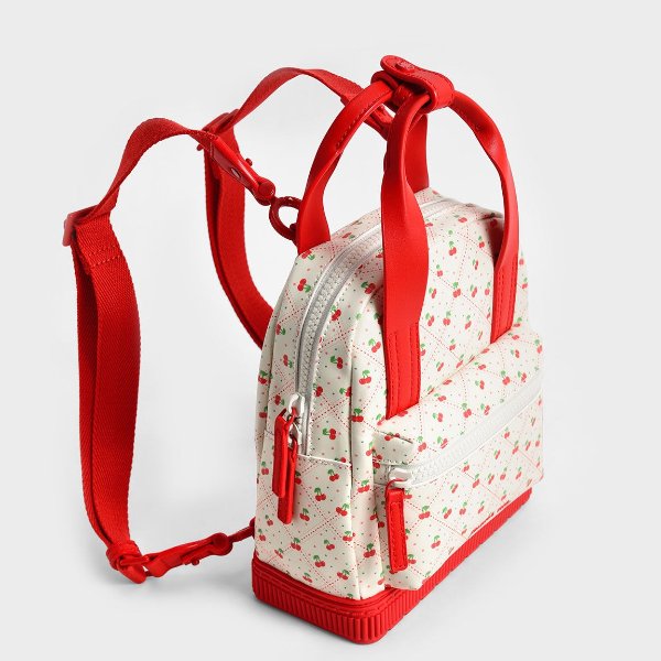 Red Girls' Cherry-Print Double Top Handle Backpack | CHARLES &amp; KEITH