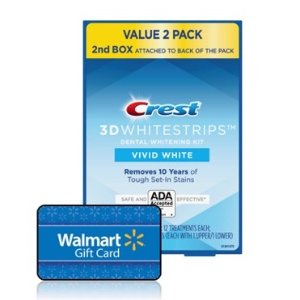 Walmart Crest 3D Whitestrips Vivid White Teeth Whitening Kit, Pack of 2, 24 Treatments