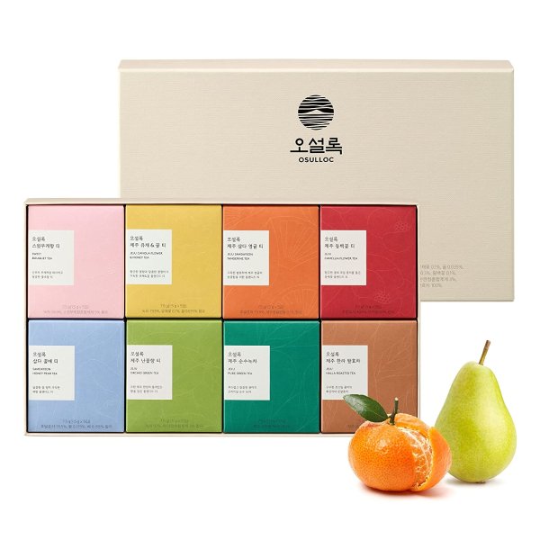 Premium Tea Collection Gift Set, Premium Organic Pure & Blended Tea from Jeju, Tea Bag Series 40 count, 8 flavors x 5 EA