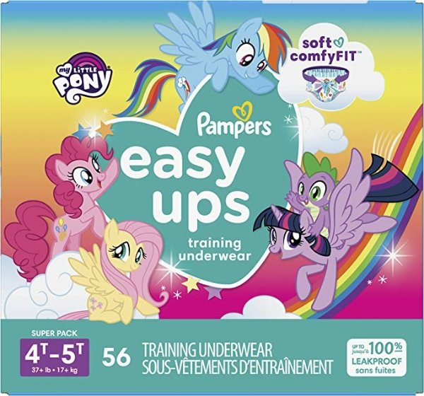 Easy Ups Training Pants Girls and Boys, Size 6 (4T-5T), 56 Count, Super Pack, Packaging & Prints May Vary