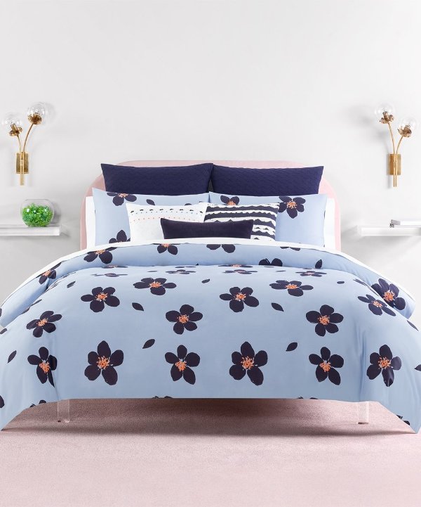 Blue Grand Floral 212-Thread Count Cotton Comforter Set