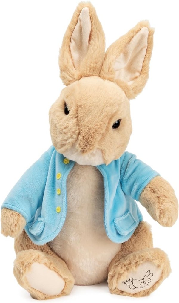Beatrix Potter Classic Peter Rabbit in Blue Coat Deluxe Soft Plush Stuffed Animal Bunny, Brown, 11”