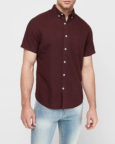 Slim Button-down Short Sleeve Shirt