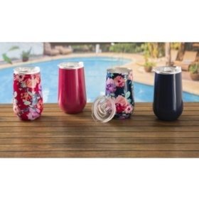16-Ounce Stainless-Steel Insulated Vacuum Tumblers with Lids, 4-Pack (Assorted Colors) - Sam's Club