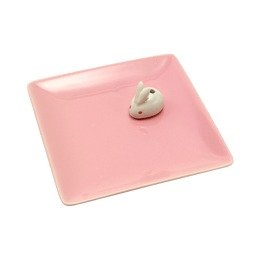 日本香堂||陶瓷香盘&白兔香立||粉色 1个 | 亚米