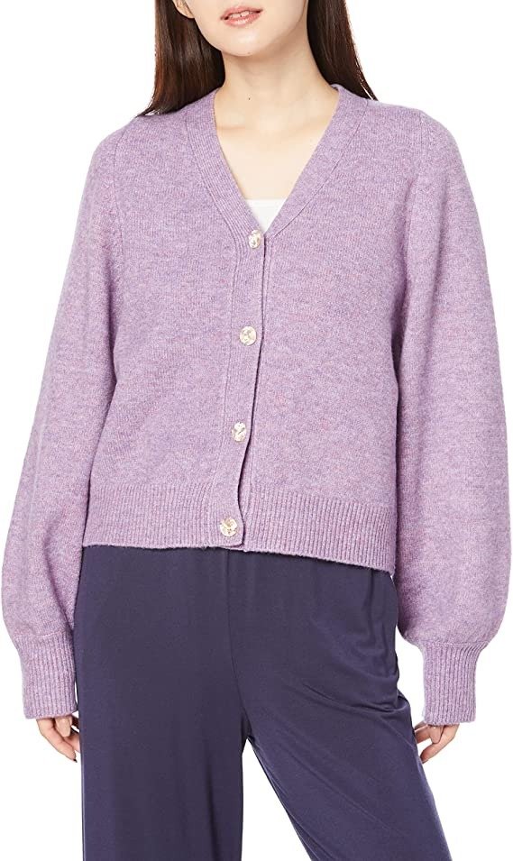 羊毛紫色针织开衫 