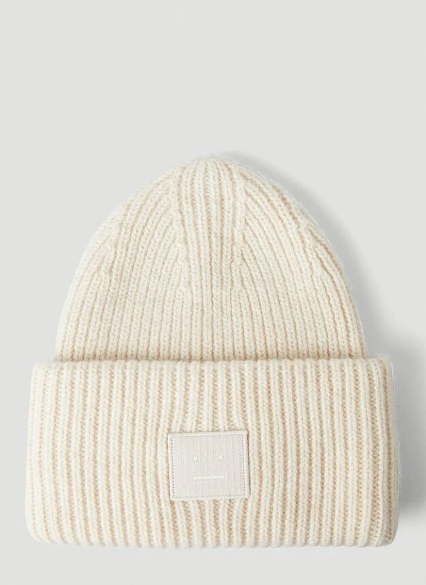 Pansy N Face Beanie Hat in Beige