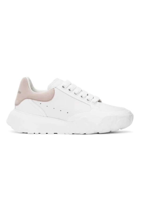 White & Pink Runner Sneakers