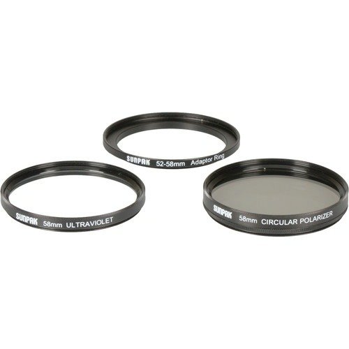 58mm UV and Circular Polarizer Filter Kit with 52-58mm Step-Up Ring