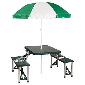 Stansport Picnic Table and Umbrella Combo Pack