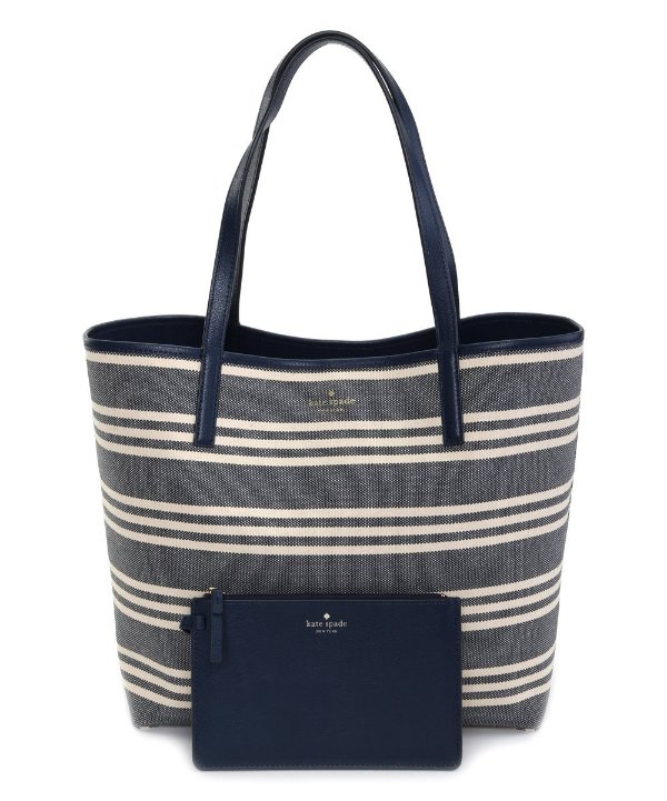 French Navy Stripe Arch Place Mya Tote & Pouch