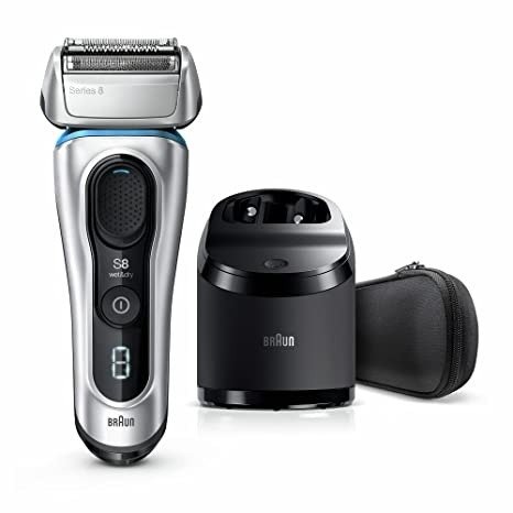 Series 8 8370cc Next Generation, Electric Shaver, Rechargeable and Cordless Razor, Silver, with Clean&Charge Station and Fabric Travel Case