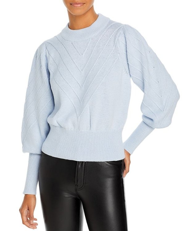 Balloon Sleeve Cropped Sweater