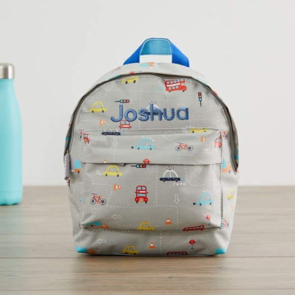 Personalized Transport Print Mini Backpack Welcome %1