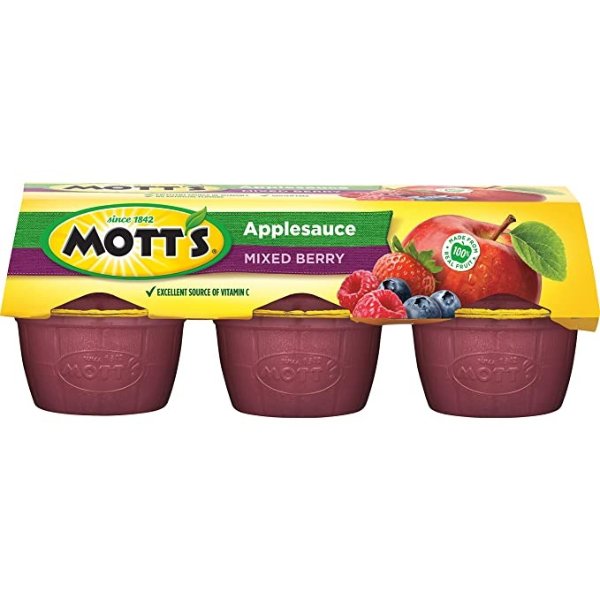 Mixed Berry Applesauce, 4 oz cups, 6 count (Pack of 12)
