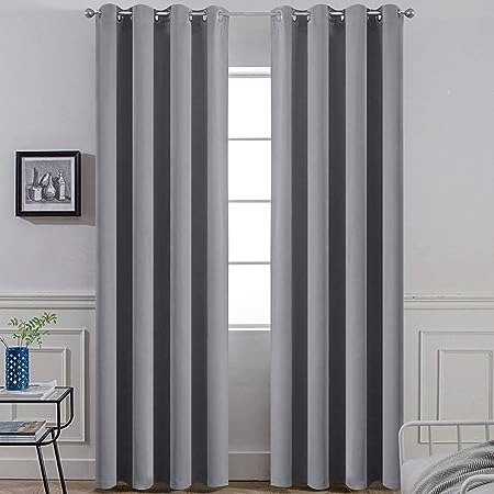 Room Darkening Gray Blackout Curtains Thermal Insulated Grommet Curtain Panels for Bedroom, 52W x 84L, Grey, 2 Panels, 2 Tie Backs Included
