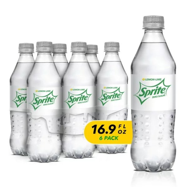 Zero Sugar Lemon Lime Diet Soda Pop Soft Drinks, 16.9 fl oz, 6 Pack