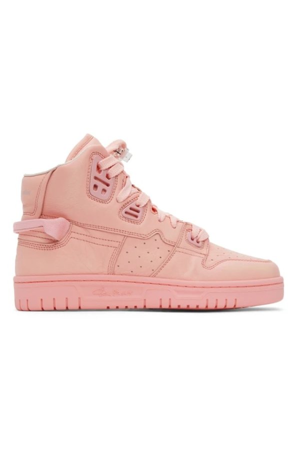 Pink Leather High-Top Sneakers