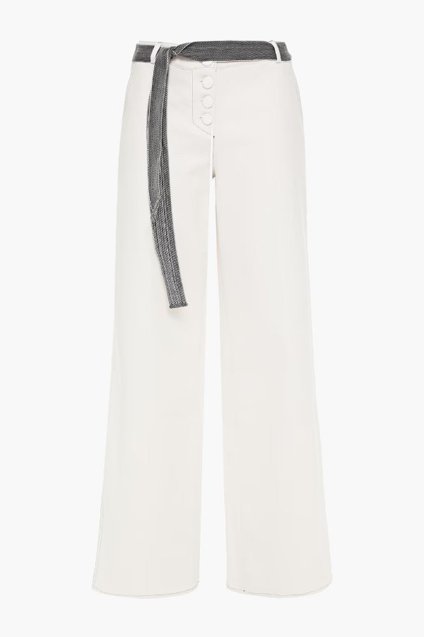 Dustin belted stretch-cotton twill wide-leg pants