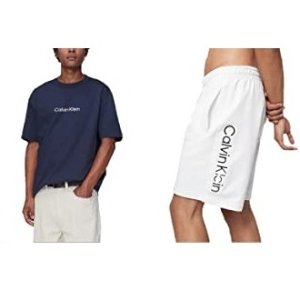 Calvin Klein Men's Relaxed Fit CK Logo Crewneck T-Shirt & Logo French Terry Shorts