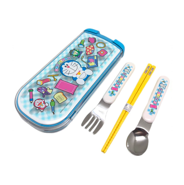 OSK Doraemon Utensil Tableware Set for Toddlers and Kids 3pcs (Spoon Fork Chopsticks)