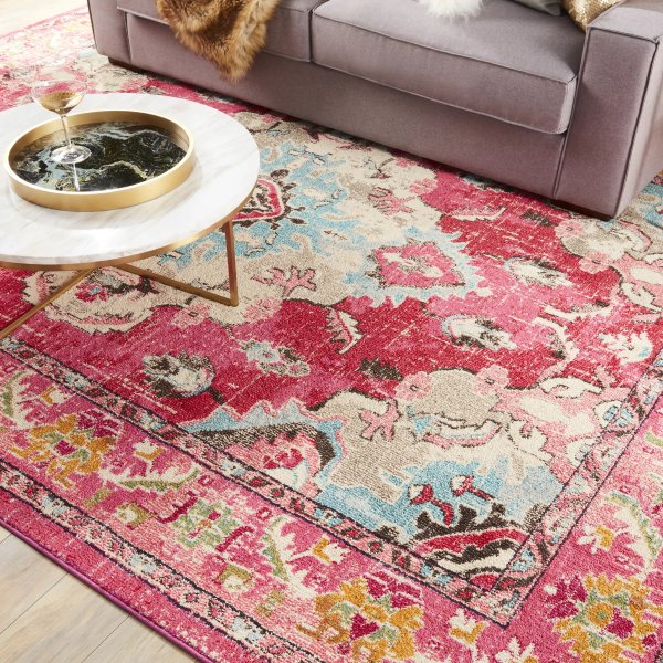Monaco Bohemian Medallion Pink/ Multicolored Distressed Rug (8' x 11') | Overstock.com Shopping - The Best Deals on 7x9 - 10x14 Rugs