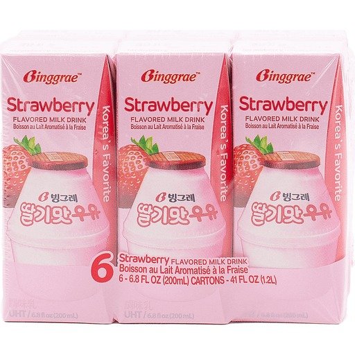 Binggrae Milk Strawberry Flavored Milk Drink 6Pk 