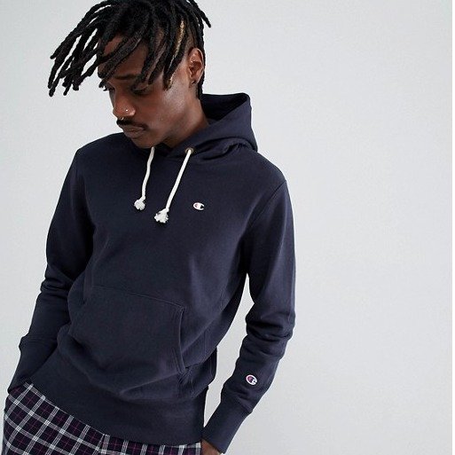 Champion Hoodie With Small Logo In Navy at asos.com