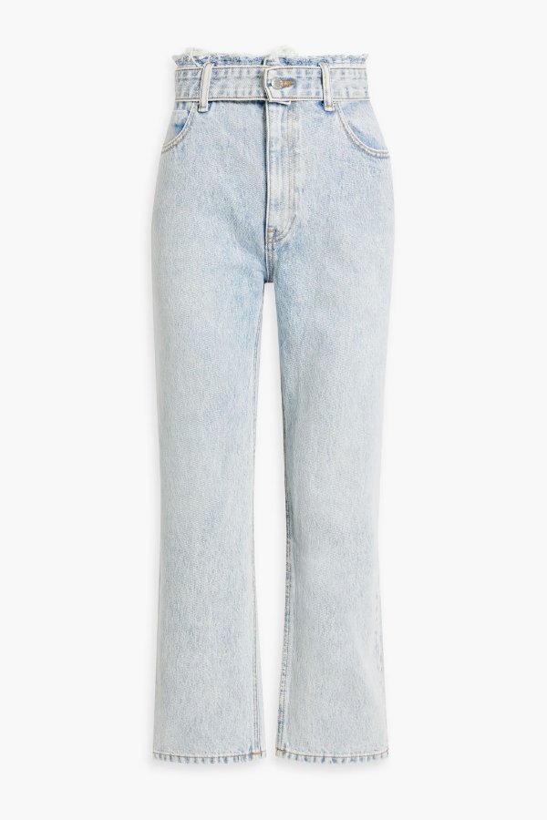 Belted high-rise straight-leg jeans
