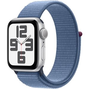 AppleWatch SE (2nd Gen) [GPS 40mm] Smartwatch with Silver Aluminum Case with Winter Blue Sport Loop. Fitness & Sleep Tracker, Crash Detection, Heart Rate Monitor, Carbon Neutral